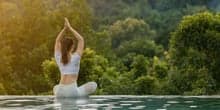 Yoga session by the lush greenery